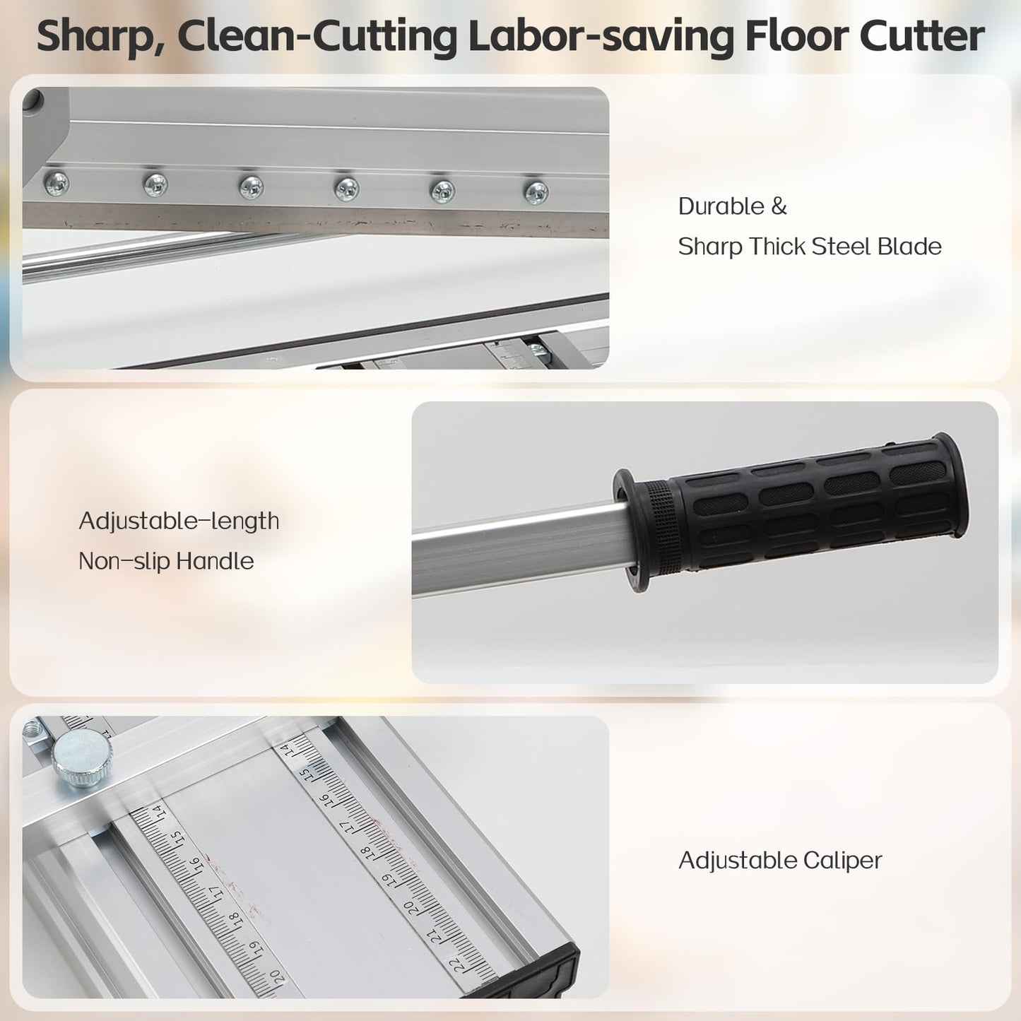 Laminate Floor Cutter, 12” Vinyl Plank Cutter with Sharp Blade for Cutting 12mm Floor, Adjustable Width Wood Floor Cutter for Cutting Laminate Floor, LVP, LVT, VCT, SPC, WPC Floor
