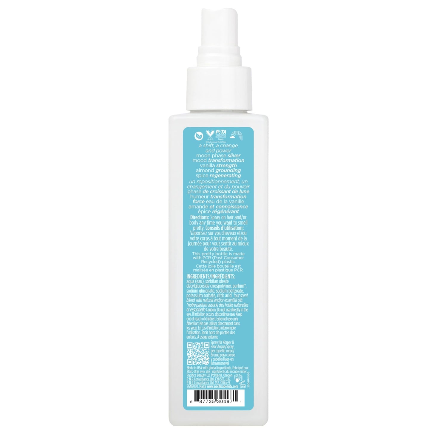 Pacifica Hair Perfume & Body Fragrance Spray Mist - Silver Moon with Vanilla, Almond & Spice – Alcohol-Free, Vegan & Cruelty-Free, 6.5 oz