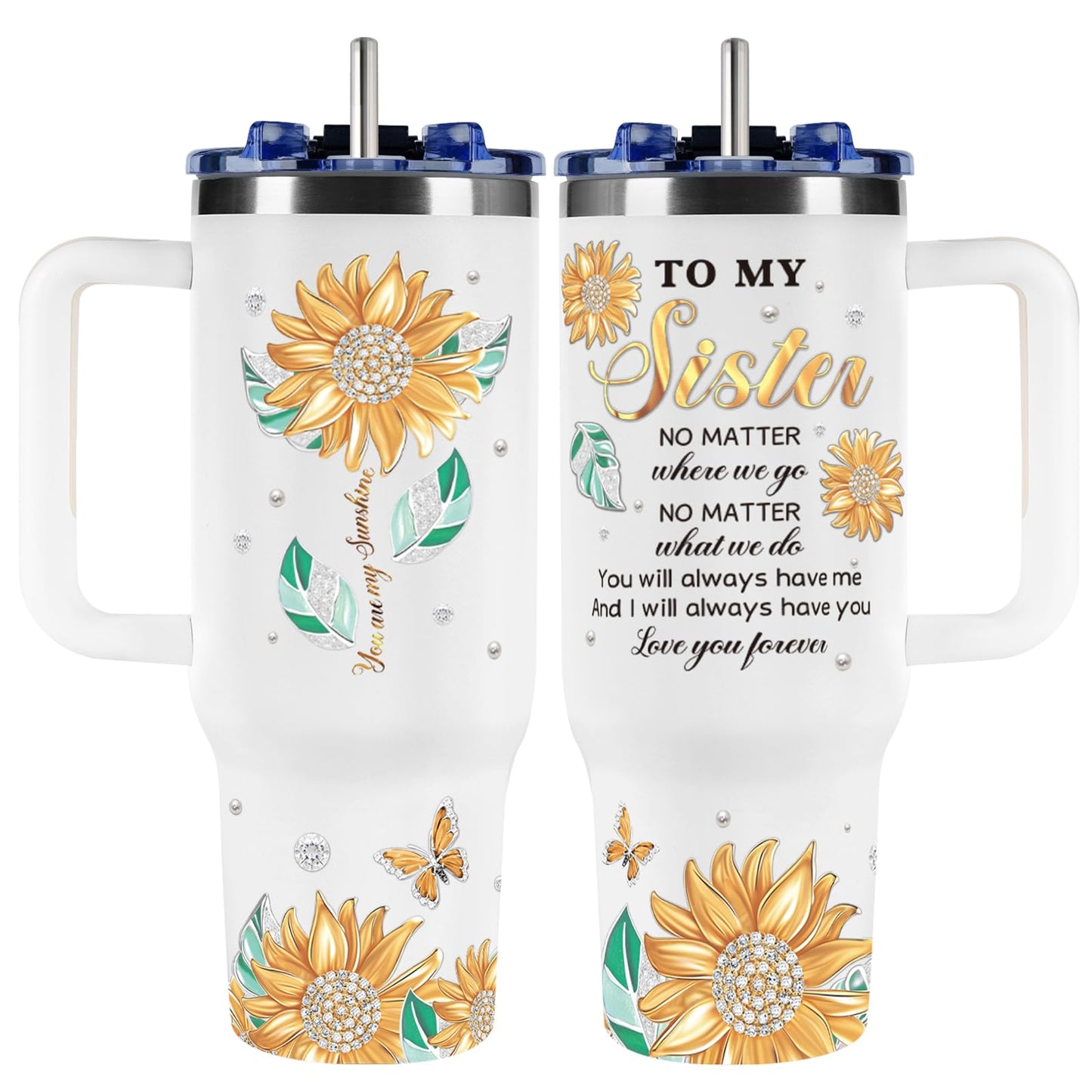 Nuowagify Sister Birthday Gifts, Sisters Gifts from Sisters, Gift for Sister Cup from Brother, Mothers Day Christmas Birthday Present for Sis Bestie Best Friend - 40oz Tumbler