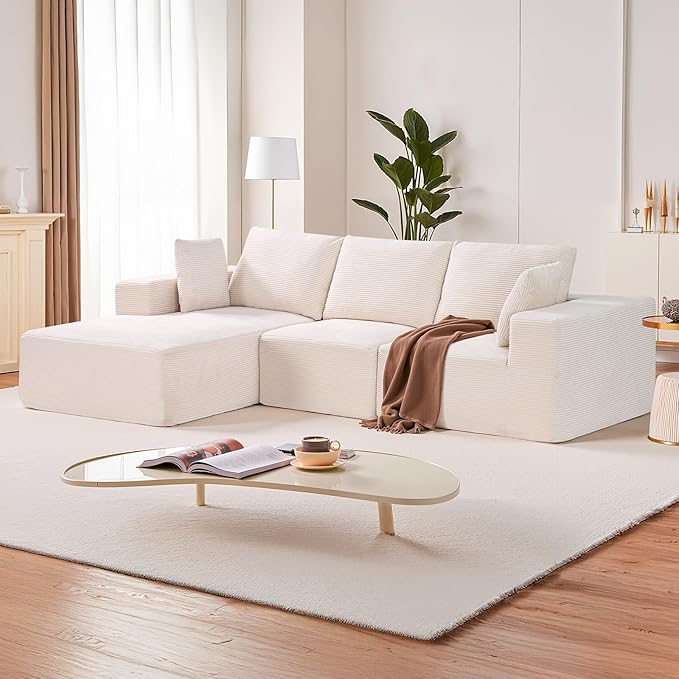 VEVOR Modular Sectional Sofa, Sectional Couch for Living Room, L Shaped Sofa with High Rebound Sponge, Cloud Couch with Cushion for Living Room, Apartment, Beige