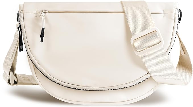 Crescent Bag for Women and Men, Fashion Medium Nylon Folding Crescent Moon Bag Single Shoulder Bag with Adjustable Strap