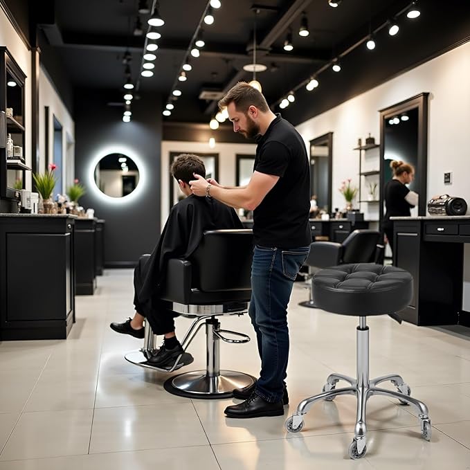 Kaleurrier Swivel Stool Chair Adjustable - Heavy Duty Barber Stool - Hydraulic Rolling Work Stools with Wheels for Hair Beauty Salon Spa Home Kitchen Counter Office Massage Dental Pedicure