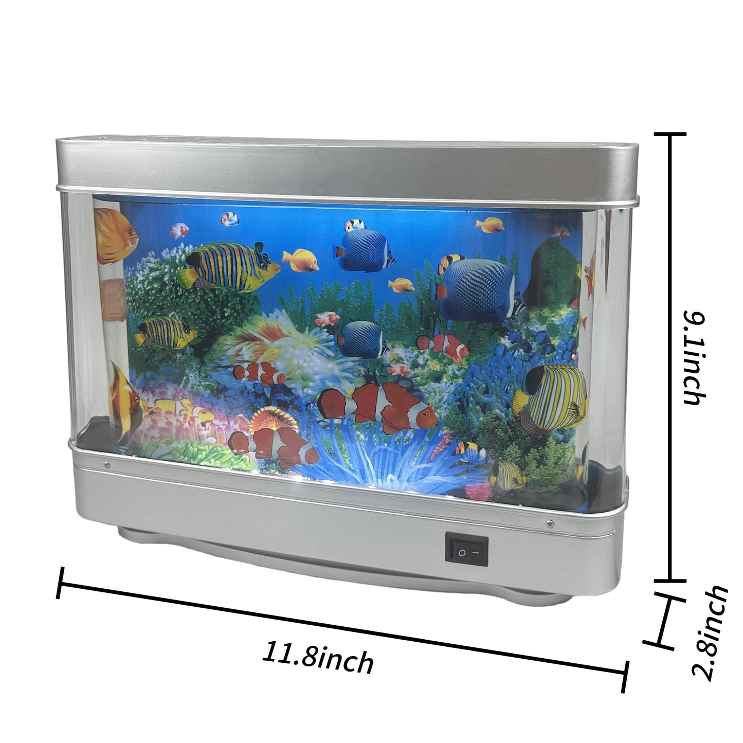 Tokenkuko Fake Motion Fish Tank Mini Aquarium, Artificial Tropical Decorative Lamp Night Light with Moving Fish, Gift for Kids(US Plug)