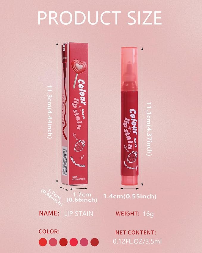 Lip Tint Stain Pen, Red Waterproof Long Lasting Matte Lip Liner Stain Pencil, High-Pigmented Quick Dry Liquid Lipstick, Non Sticky Cup Smudgeproof Lip Tint Gloss, Christmas Makeup Gift for Women-01