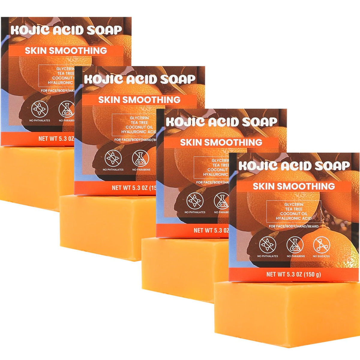 Rinse & Robust Mens Bar Soap 4Pcs Natural Soap Bar Set with Tea Tree & Glycerin, Moisturizing Face Body Hand Beard Wash, Citrus
