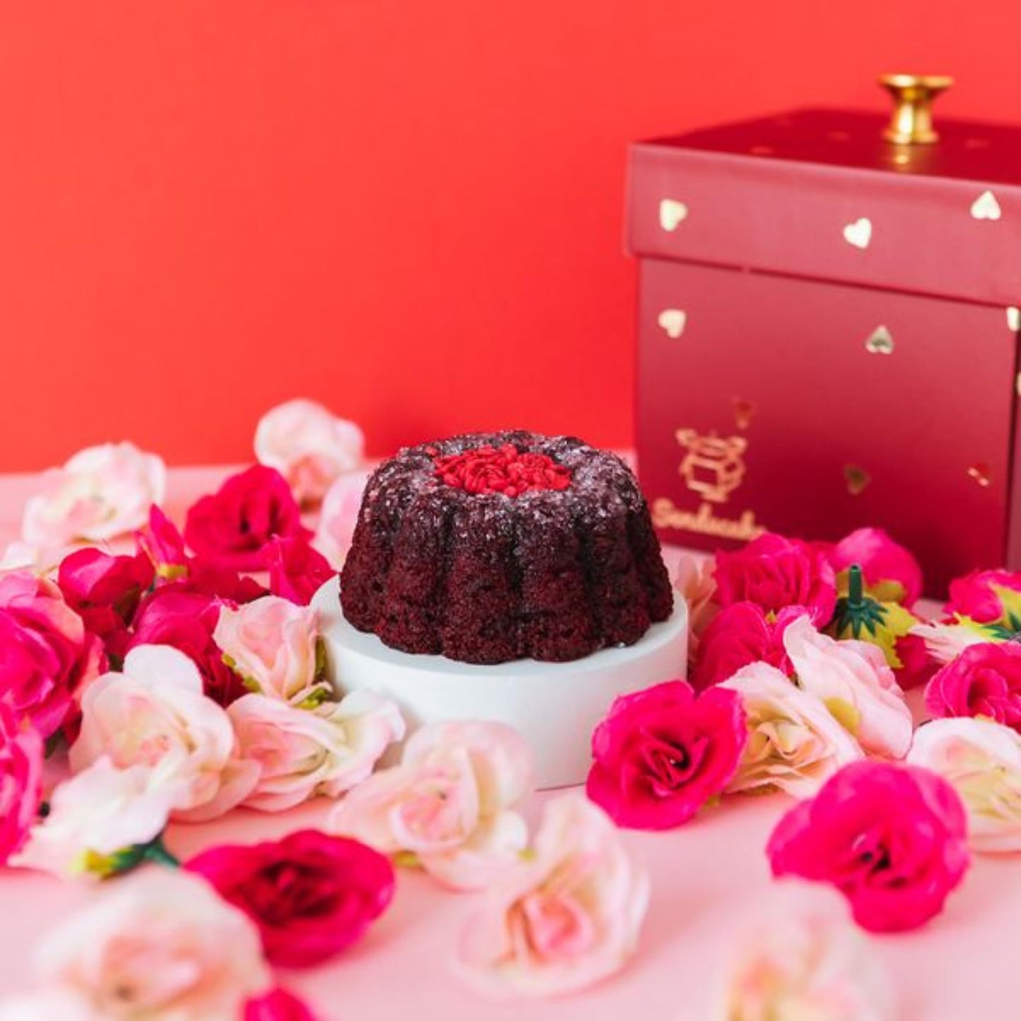Love Butterfly Explosion Gift Box by Send A Cake – Flying Butterfly Surprise with Flower Shower & Red Velvet Mini Bundt Cake – Ready to Gift Birthday Surprise for Women, Men, Mom, Dad, Friends & Kids