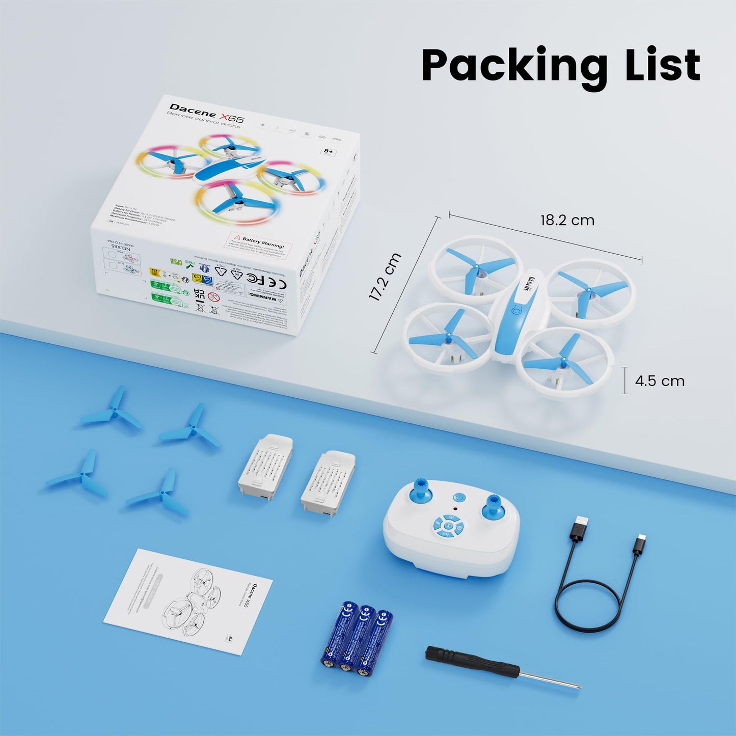 Mini Drone for Kids and Beginners with Fancy LED & Altitude Hold,Birthday Gift for Boys Girls,RC Drone with Propeller Protection,360°Flips,3 Speed Mode,Indoor Outdoor Mini Quadcopter Toy