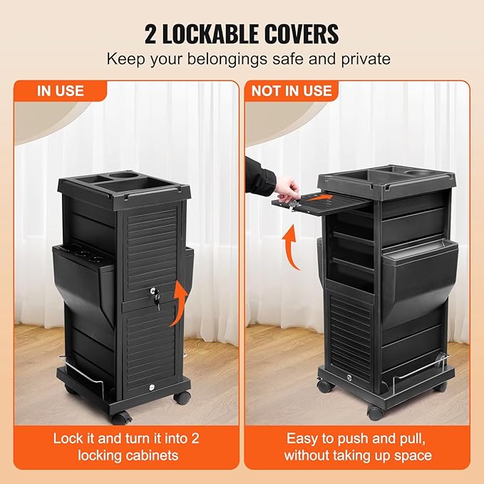 VEVOR Ultimate Trolley Cart, Salon Trolley with 6 Detachable Trays & Appliance Holder, Durable Salon Rolling Cart with Locking Casters for SPA & Beauty & Tattoo & Hairdressing