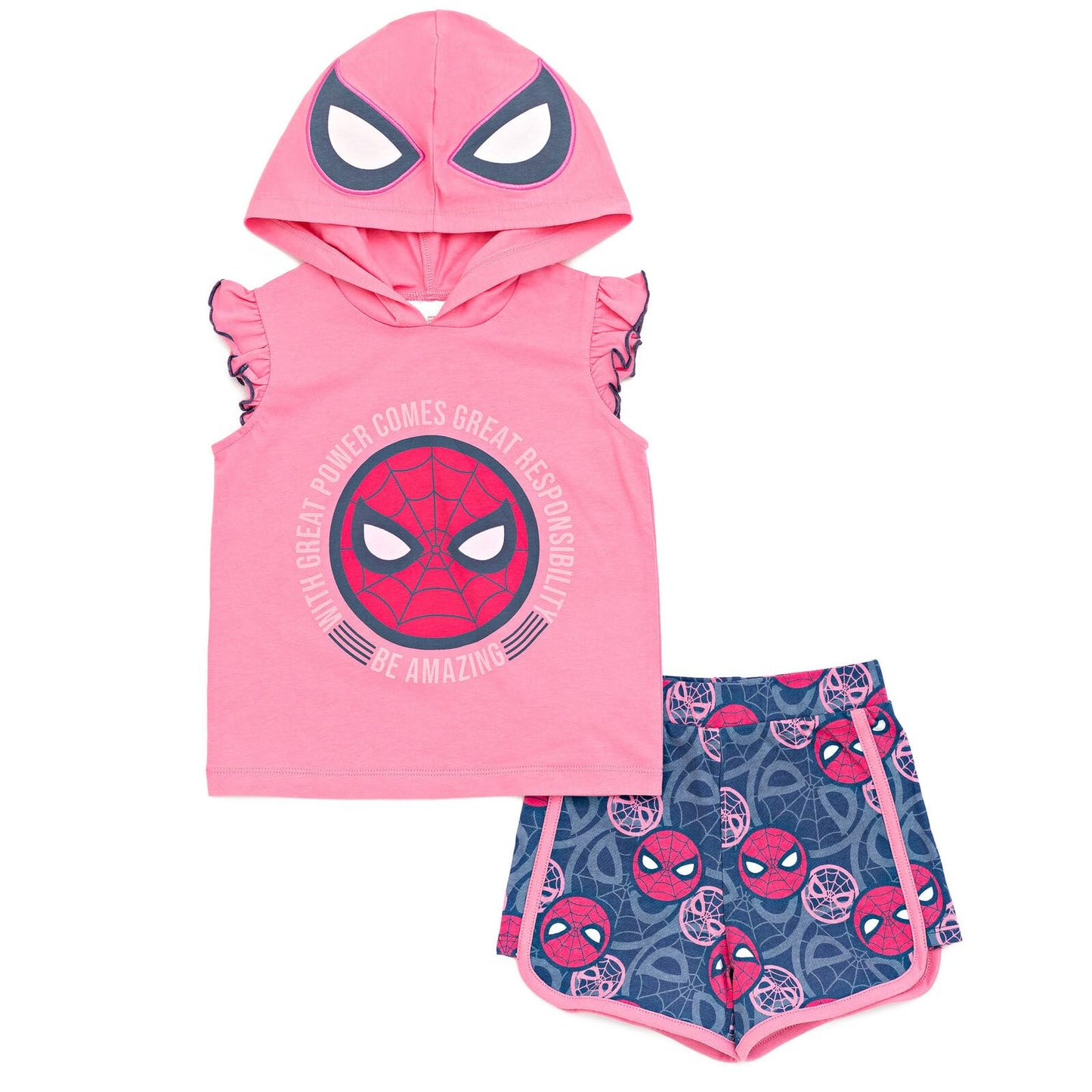 Marvel Spider-Man Toddler Girls Cosplay Tank Top Dolphin Active and French Terry Shorts 5T