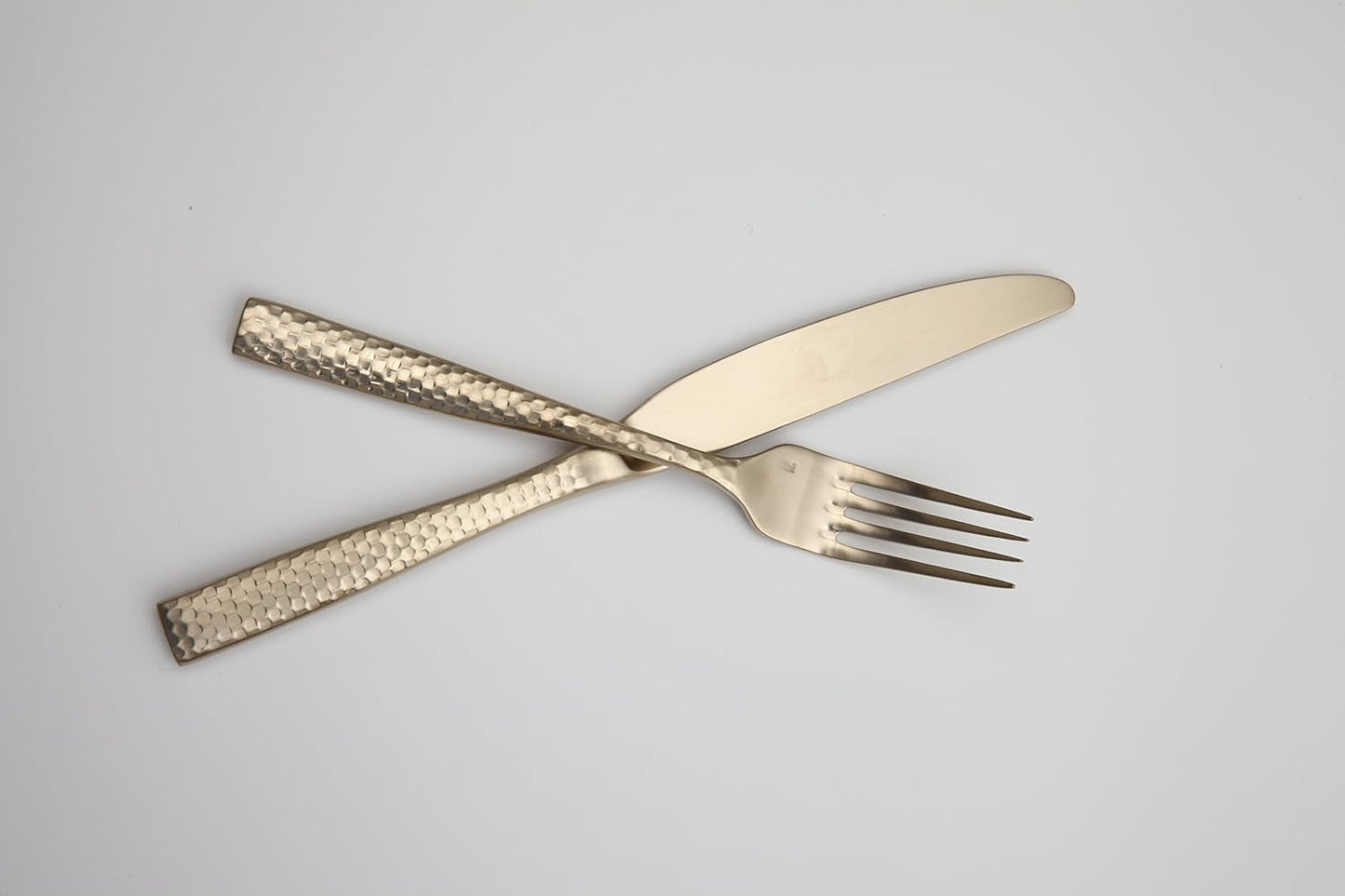 Fortessa Lucca Faceted 18/10 Stainless Steel Flatware, Solid Handle Table Knife, 9.9", Set of 12, Brushed Gold