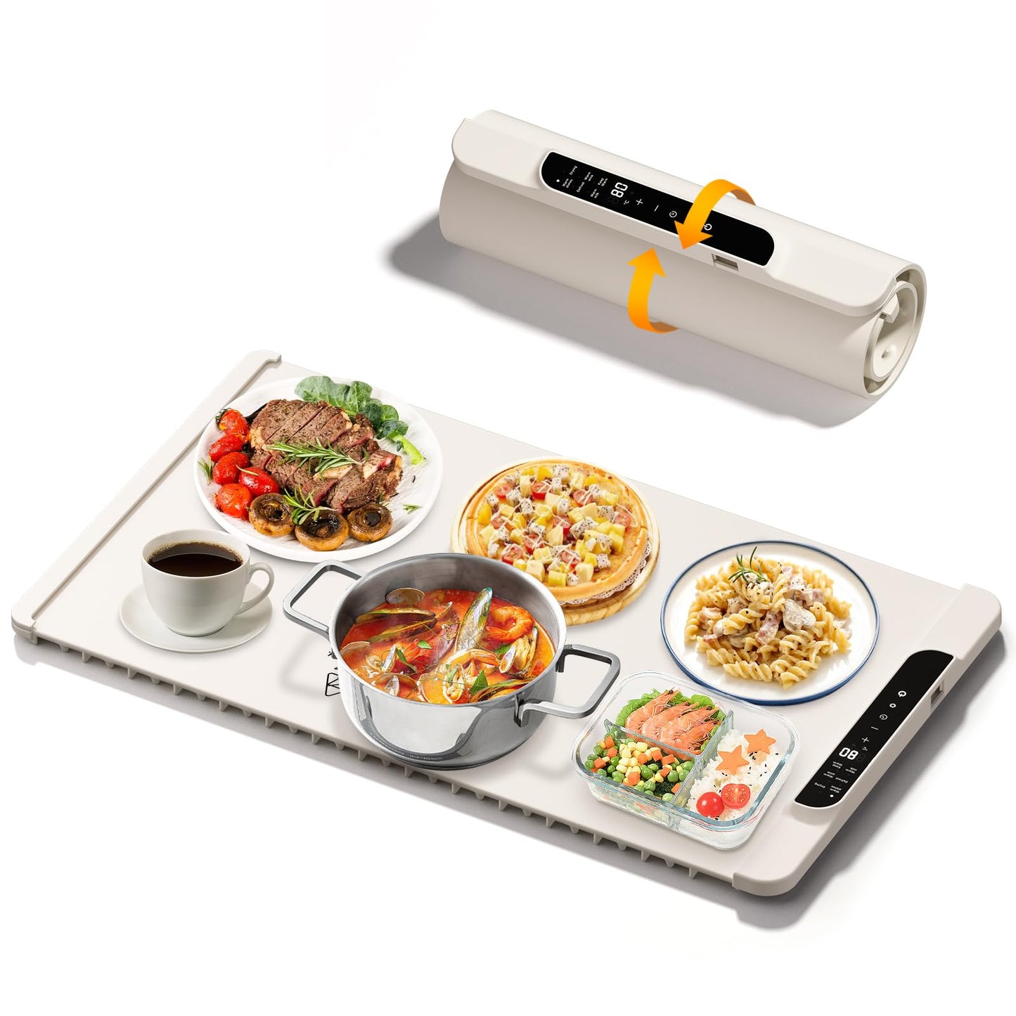 Dcorn Food Warming Mat, 26'' x 15'' Electric Silicone Warming Tray with 11-Temp Control & Timer, Child Lock, Portable Food Warmer Mat for Buffets, Parties & Gatherings