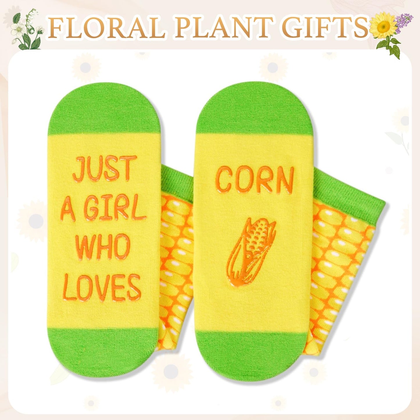 HAPPYPOP Corn Gifts for Women - Corn Socks, Funny Food Gifts for Maize Lovers, Valentine's Day Gift