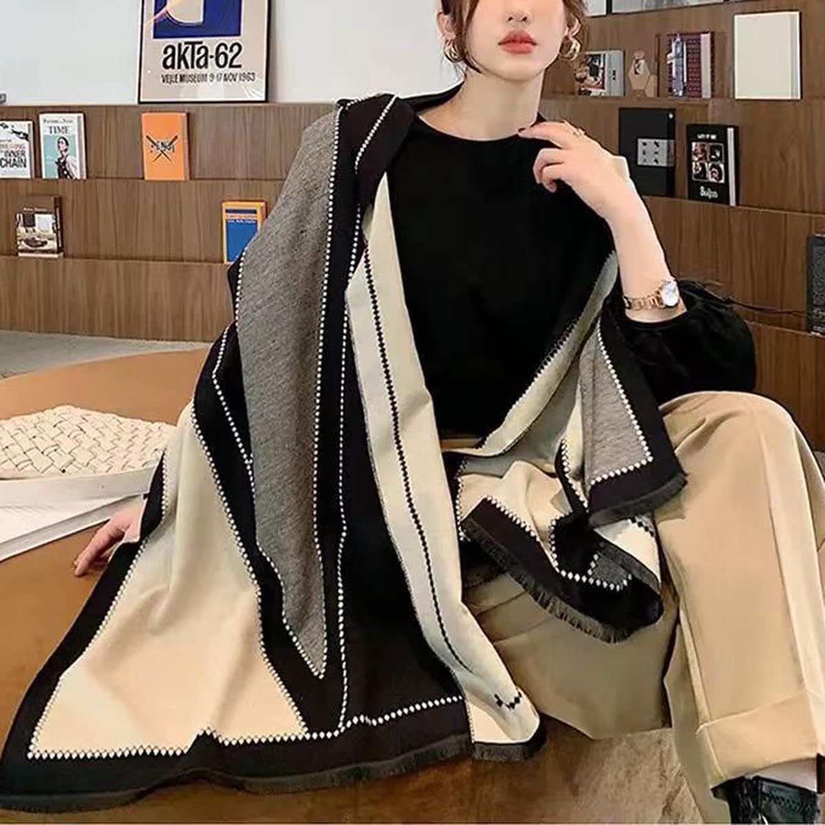 FKYBDSM Scarf Pashmina Shawls Wraps Of Evening Dresses Travel Office Winter Wedding Cashmere Feel Large Scarves