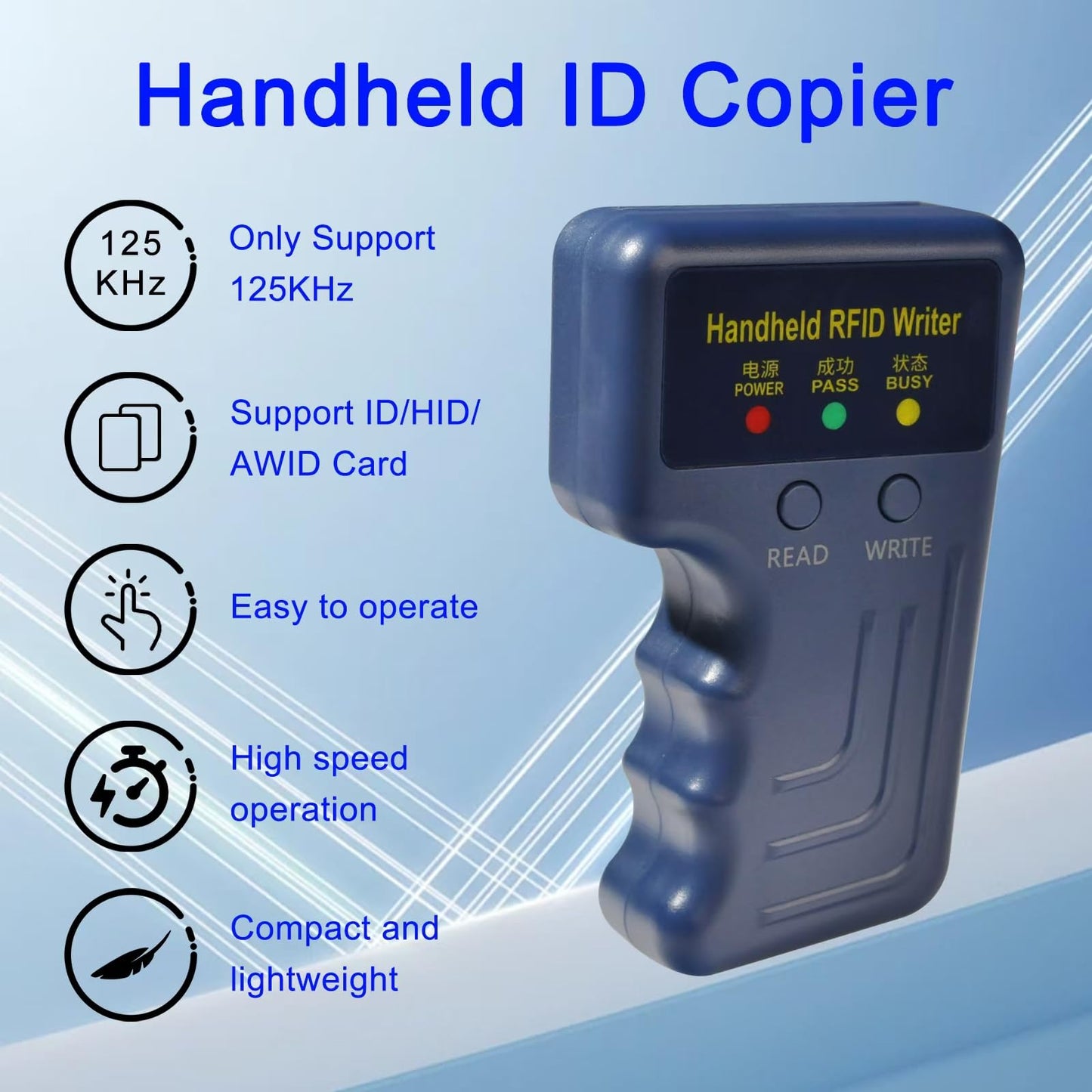 125KHz Card Reader Writer for ID HID and AWID Handheld RFID Copier with5 T5577 Key fobs
