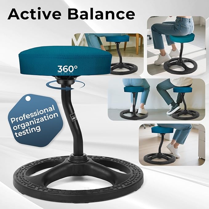 Upaloop ADHD Chair for Kids, Yoga Chairs for Adults, Wobble Stool Active Flexible Seating Desk Chair with Non-Slip Base and Washable Seat Cover for Stability, Balance, Yoga, Office, School, Classroom