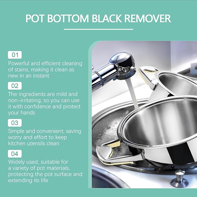 Liquid Pot and Pan Cleaner for Burnt On Food & Grease, 5 fl oz Tough Stove Top and Cookware Cleaner, Removes Stubborn Stains on Stainless Steel, Cast Iron, Copper Pots