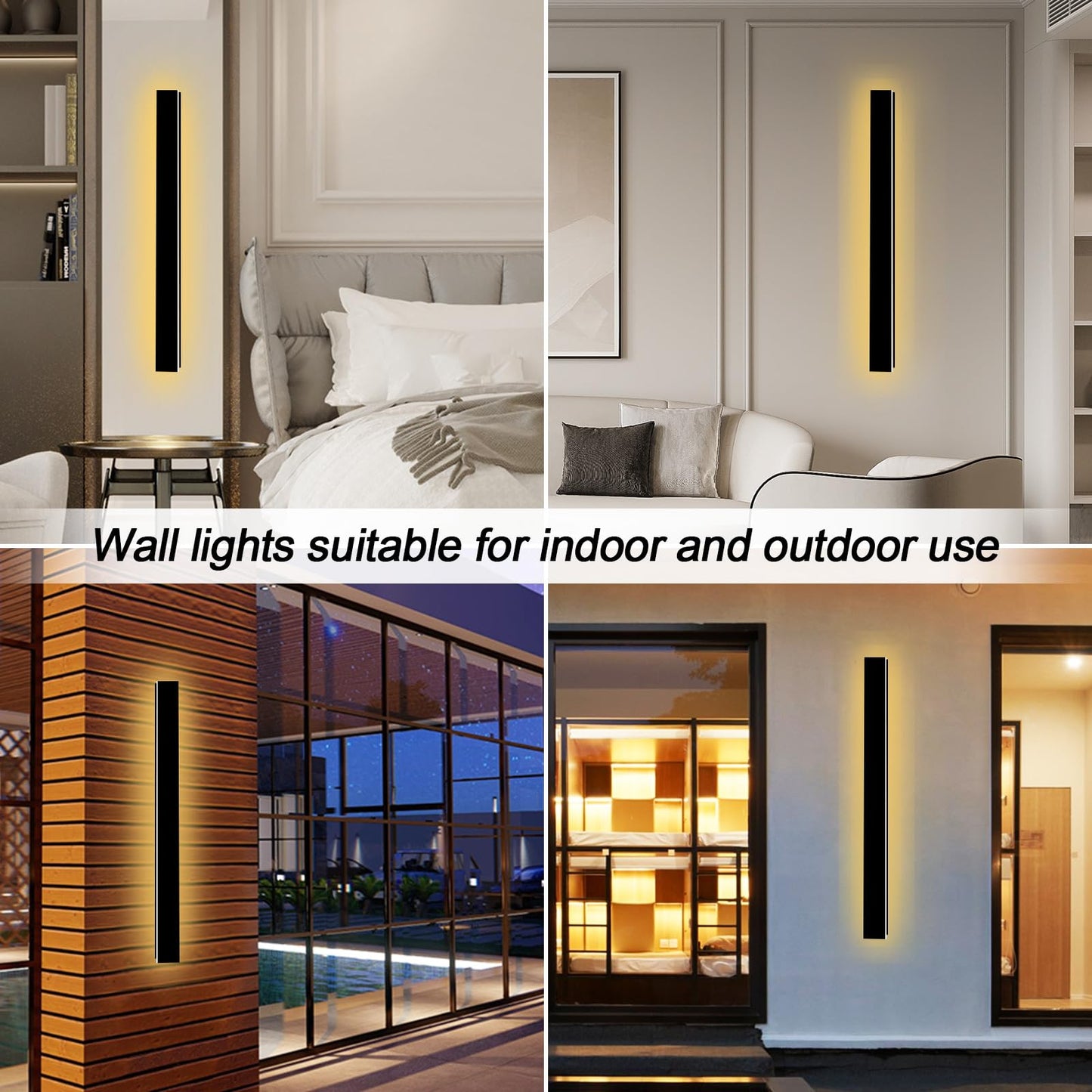 GREMLBUK 47 Inch Outdoor Wall Lights Long Exterior Wall Light Sconce Modern LED Outside Porch Wall Light 3000K IP65 Waterproof Wall Mount Exterior Light Fixtures for House Garage