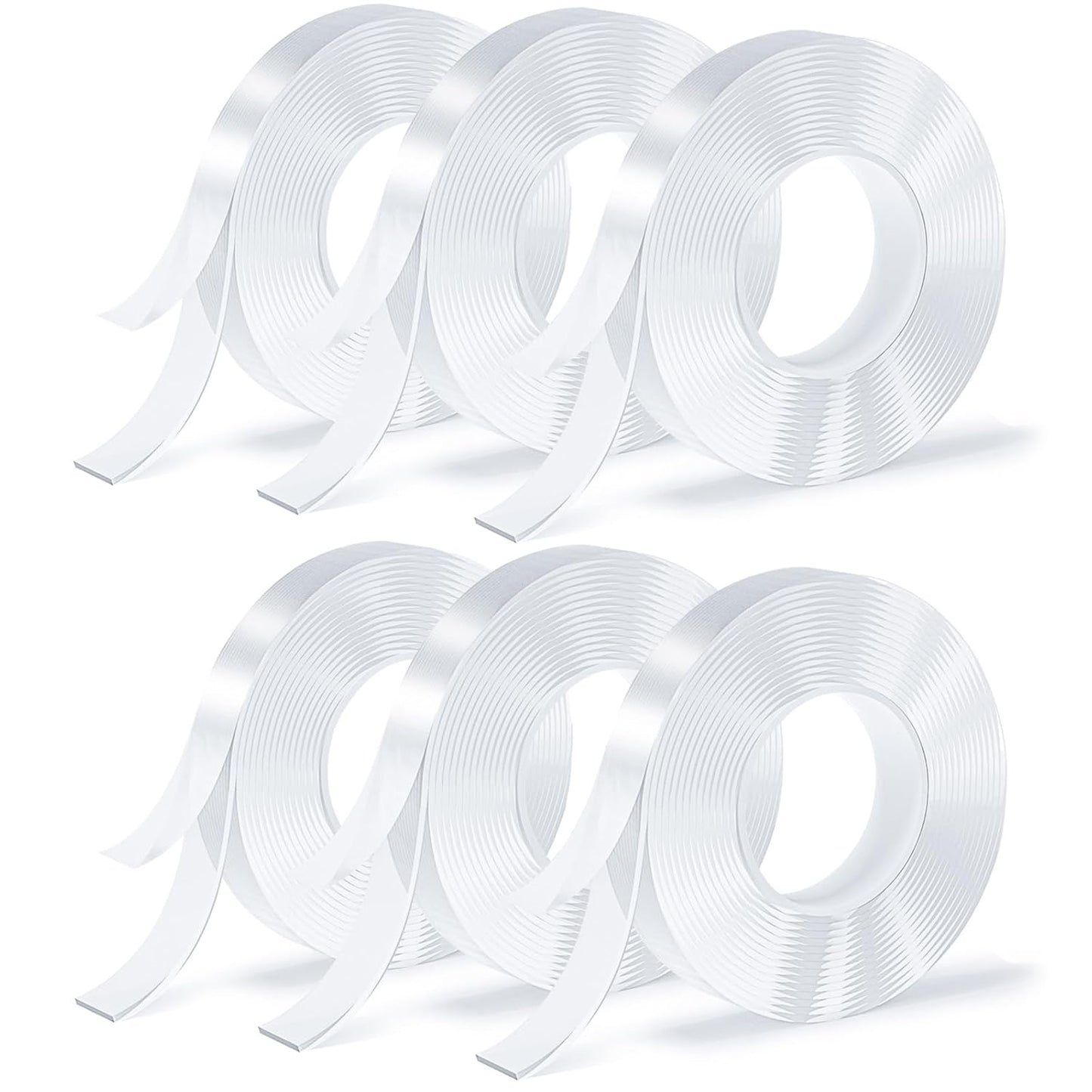Double Sided Tape, Nano Tape, Transparent Adhesive Tape, Traceless Adhesive Tape, Removable, Washable, Reusable, Suitable for Carpets, Photo Walls, 3m Per Roll, 6 Rolls