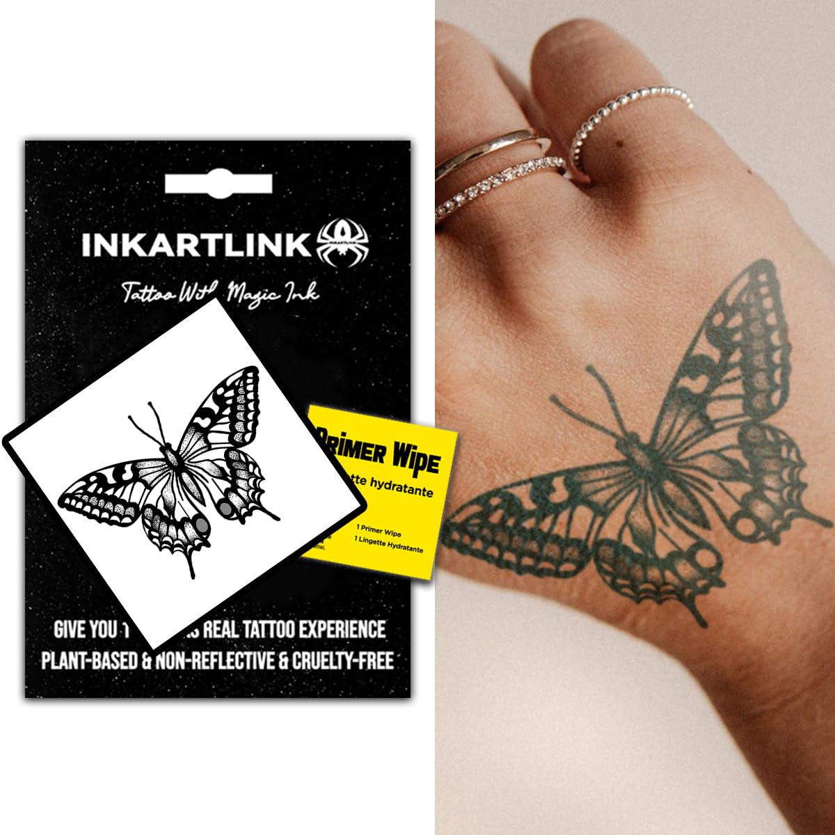 INKARTLINK semi-permanent temporary tattoo, gift for girls, butterfly tattoo for cute and sweet girls, waterproof and non-reflec