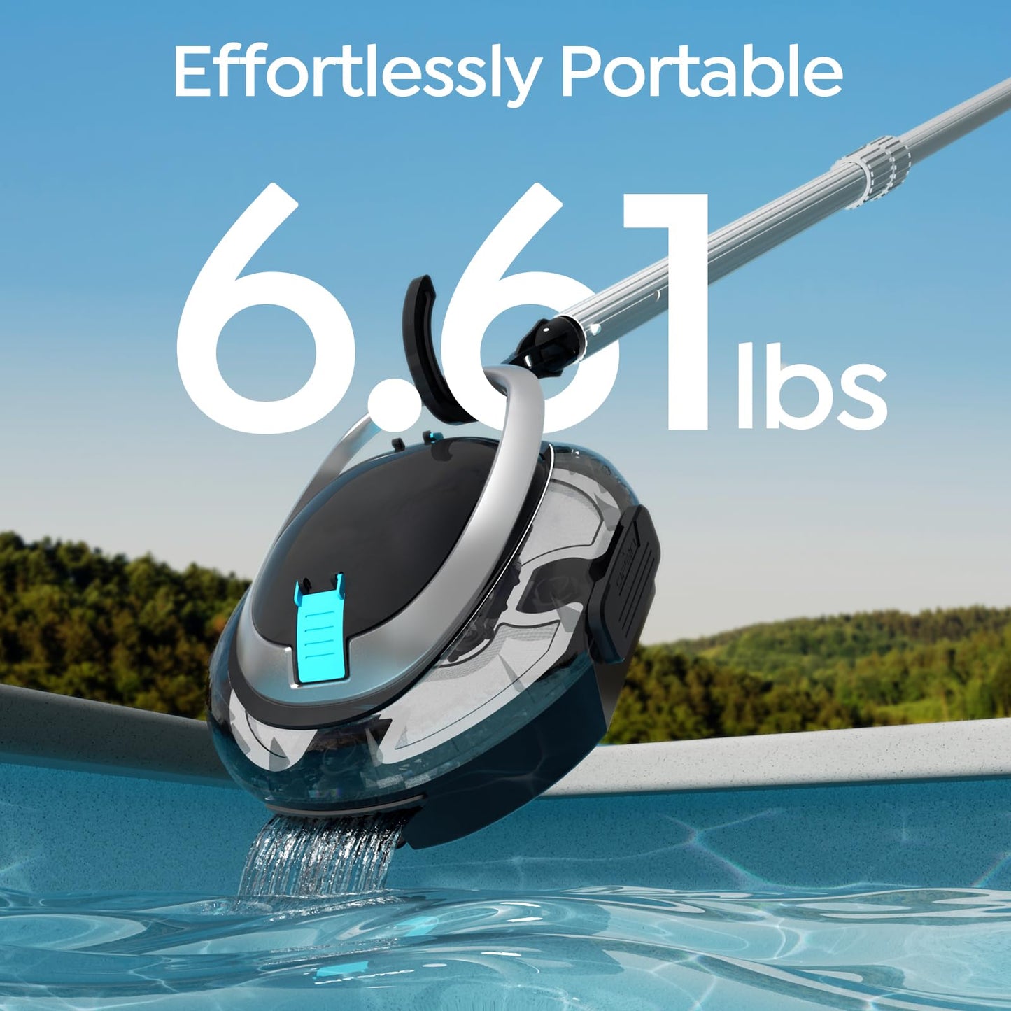 S2 Cordless Robotic Pool Cleaner for Above Ground Pools, Cordless Pool Vacuum, Dual-Layer Filtration, 90-Min Cleaning Cycle, Small-Medium Pool Coverage, Self-Parking (Transparent Black)