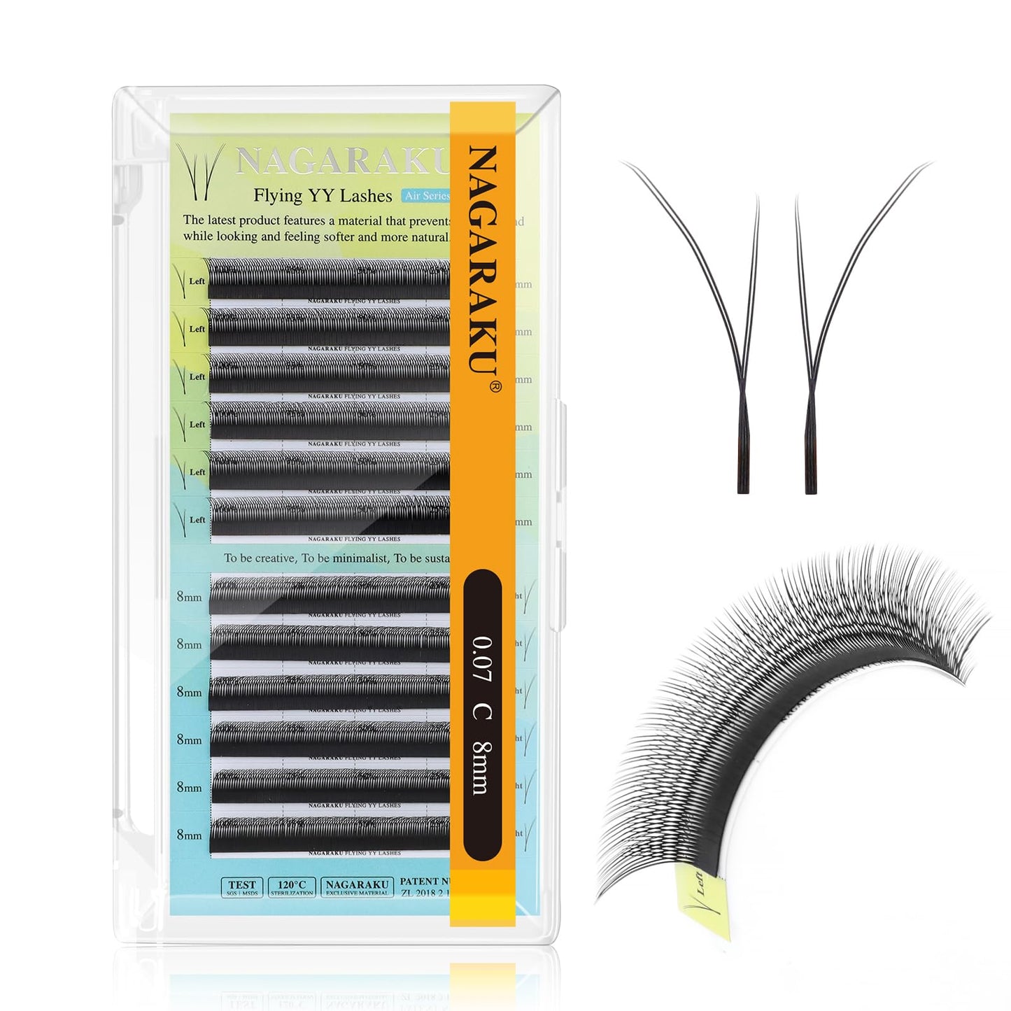 NAGARAKU Flying YY Eyelash Extensions Supplies y lash 0.07mm C curl 8mm Premade Fans 4D Russian Volume Y Shape Faux Mink Matte 1
