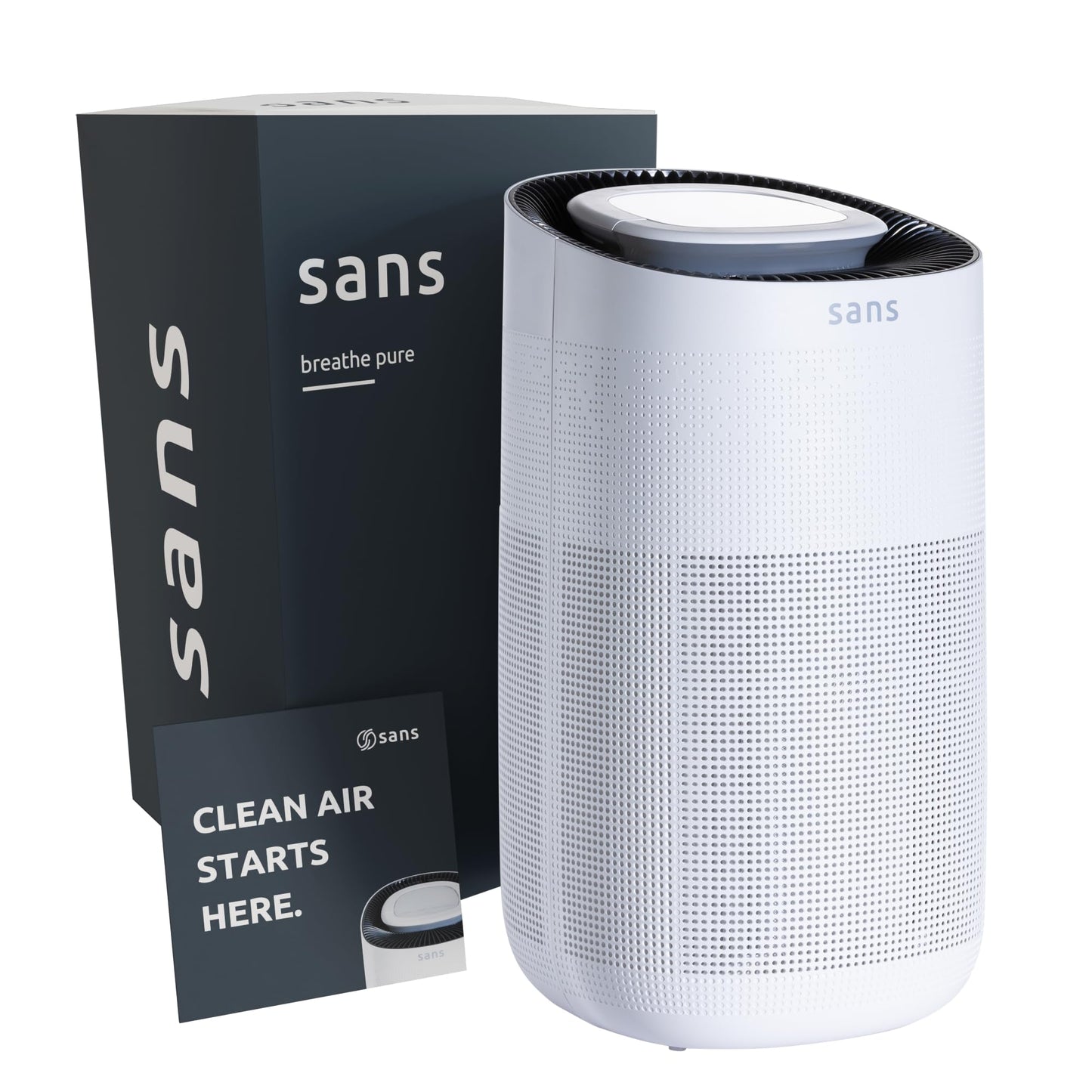 Sans HEPA 13 Air Purifier for Home Extra Large Rooms (1560 sq ft) | UV-C Sterilization & Carbon Odor Defense | Quiet 35dB Auto-Mode, Protect from Smoke, Pollutants, Dust & Allergens (White)