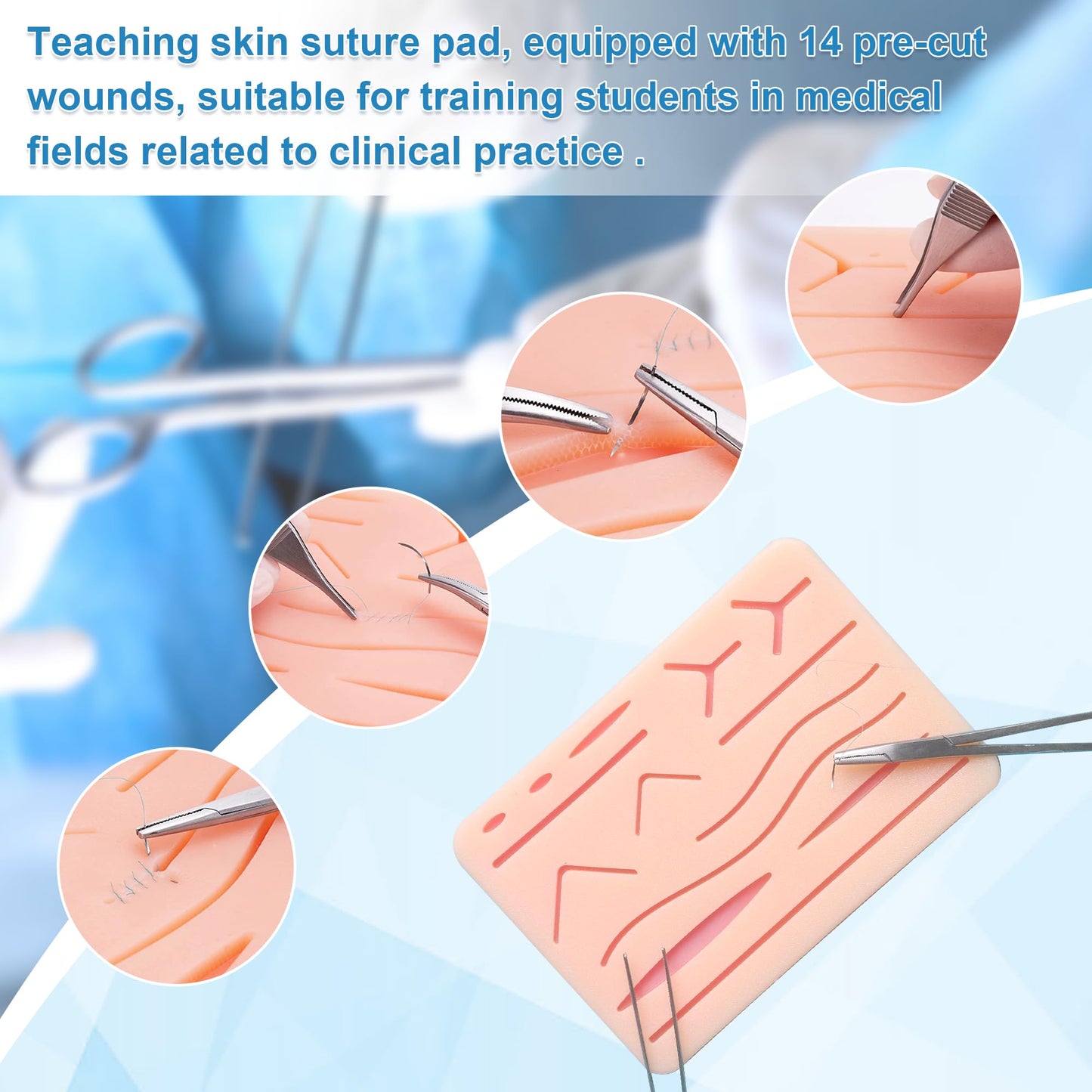 Spectabilis Suture Practice Kit for Medical Students, Silicone Pad Surgery Wounds Closure Suturing, Supplies for Vet Nursing Students Surgical Stitches Kits De Suturas Med School Essentials.