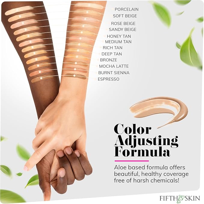 Fifth & Skin: Better’n Ur Skin Liquid Foundation (BURNT SIENNA) - Natural, Organic, Vegan, Cruelty-Free - Gluten-Free Beauty with Buildable Coverage and Palm-Free Luxury - 1 oz