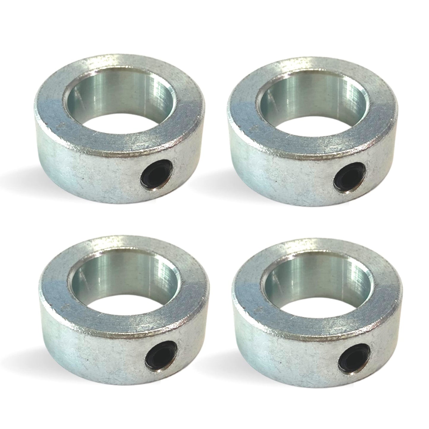 (4-Pack) 1” Bore Solid Steel Shaft Collars with Zinc Plated Coating - Durable Shaft Collars Suitable for Machinery and Industrial Use