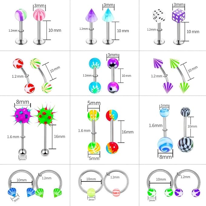 3D Dopamine Colorful Nail Charms Set Nail Art with Random Color 110pcs Piercing Jewelry & 50pcs Colorful Star Nail Decorations for Women Girl DIY Craft