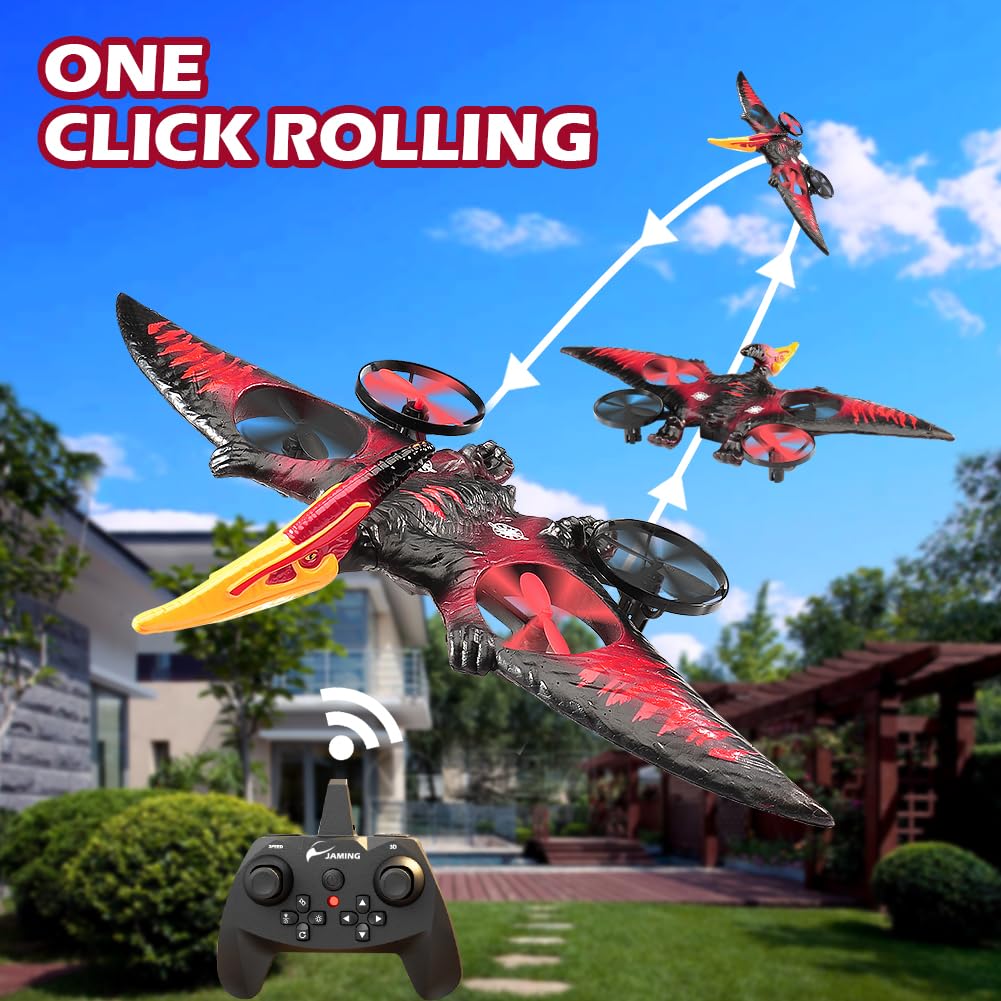 Pterodactyl Drone Dragon Toys Drones for Kids and Adults Easy to Flying Dinosaur Toys Remote Controlled Aircraft for Beginners Hobby RC Plane Toys Birthday Gifts for Boys 8-12