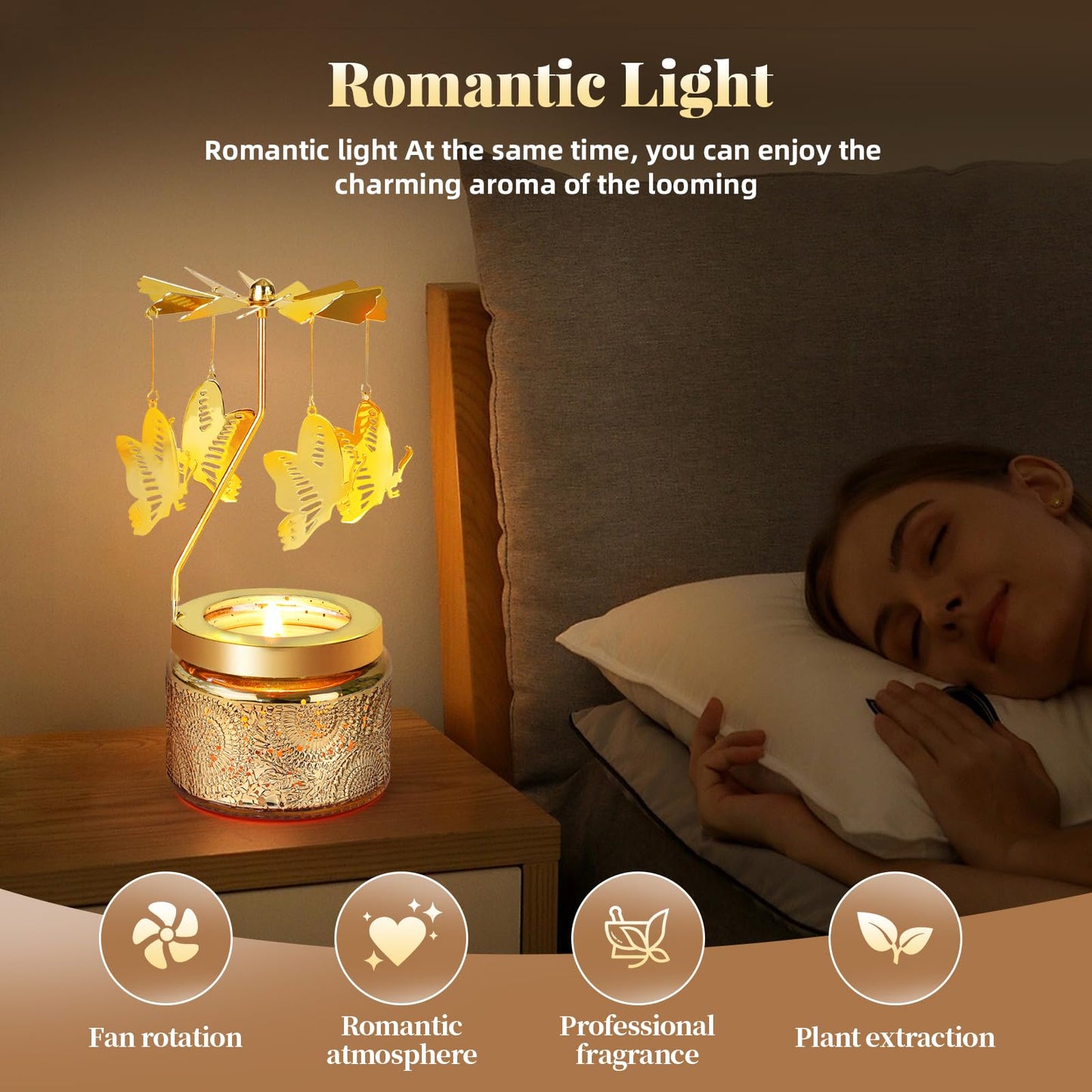 Birthday Gifts for Women, Mom, Wife, Girlfriend, Sister, Her, Female Friends, Gift for Women Birthday Unique, Mothers Day Gift, Anniversary Rotating Candles Gifts for Woman (Butterfly)