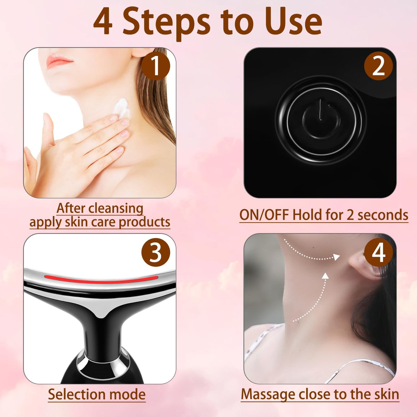 VGY 7-in-1 True Beauty Glow Facial Massager, Multifunctional Electric Red Light Therapy for Women (Black)