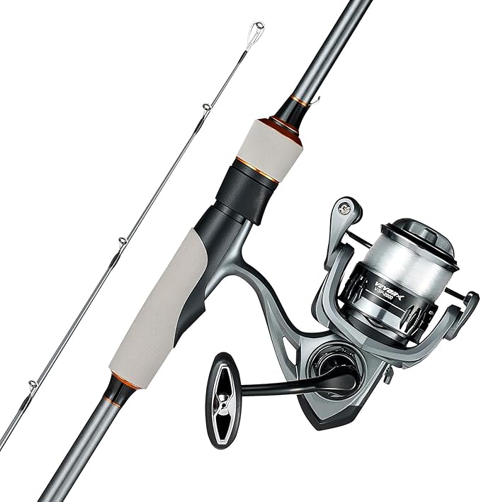 VEVOR Rod and Fishing Reel Combo, IM6/7 Carbon Fiber Spinning Rod and Reel Combo, Bass Fishing Pole with 6.5 ft Two-Piece ...