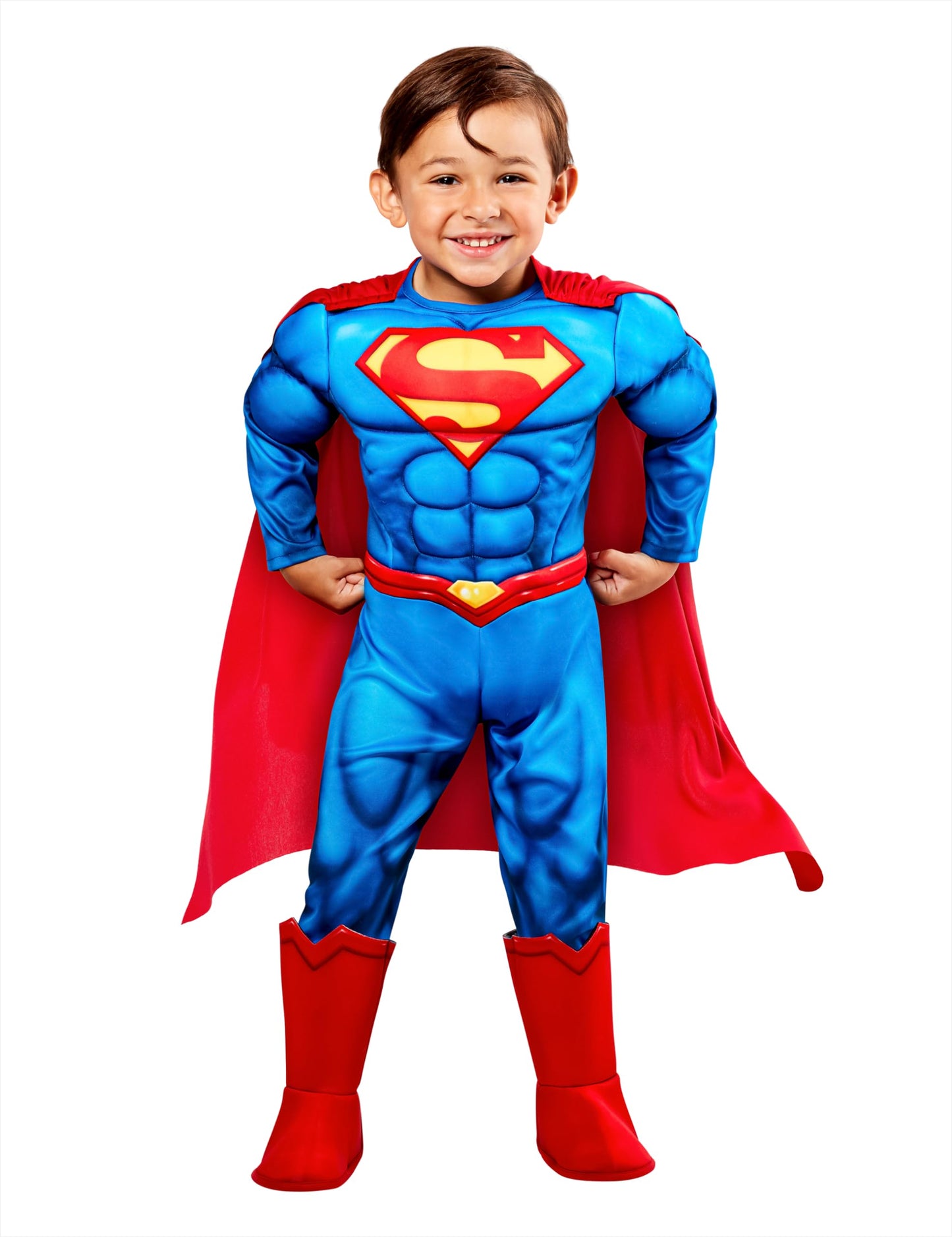 Rubies Superman Deluxe Padded Costume Jumpsuit and Cape for Toddlers Boys for Themed Parties and Halloween, 2T