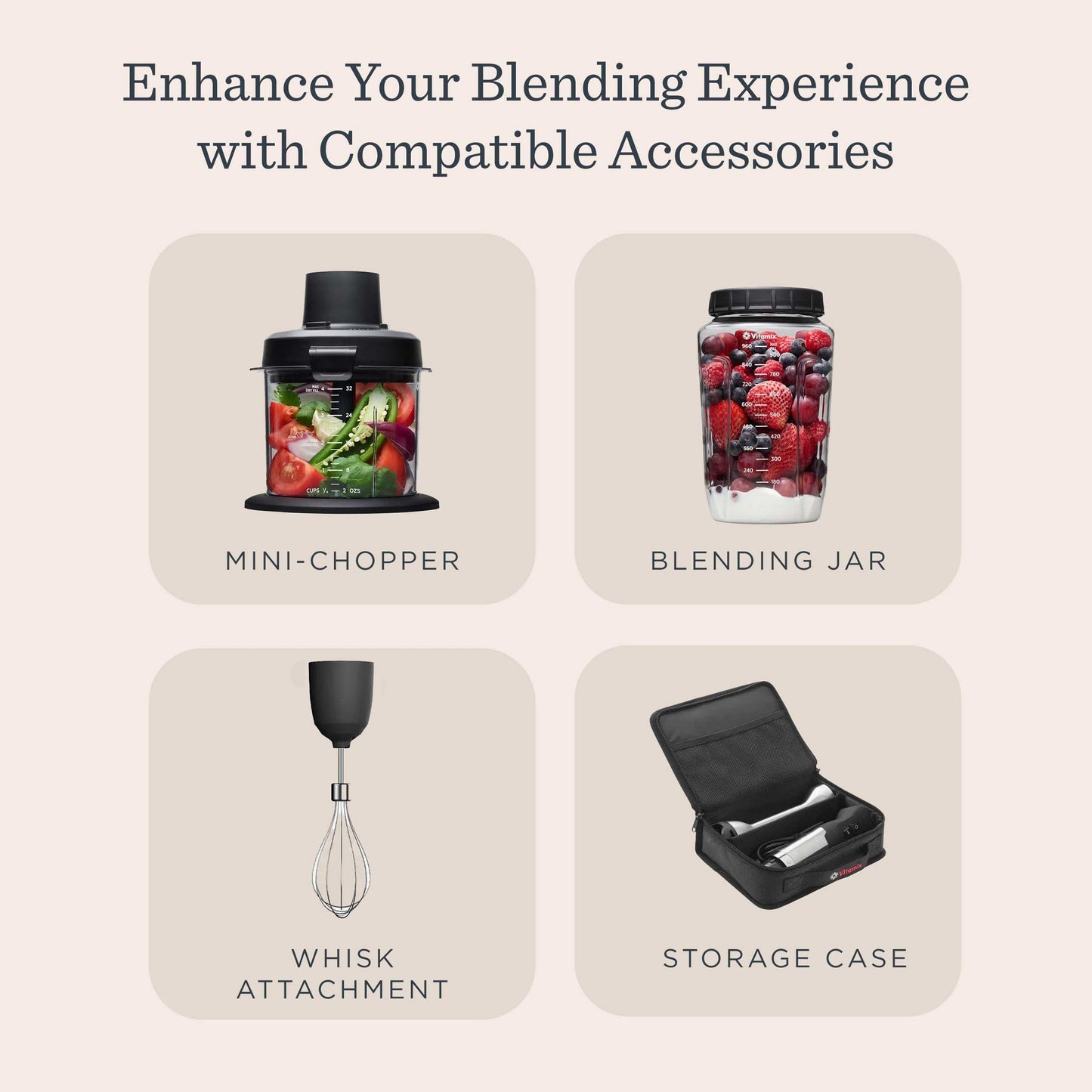 Vitamix 5-Speed Immersion Blender, Professional-Grade Hand Blender with 625-Watt Motor and Stainless-Steel Blade, Stainless Steel/Black