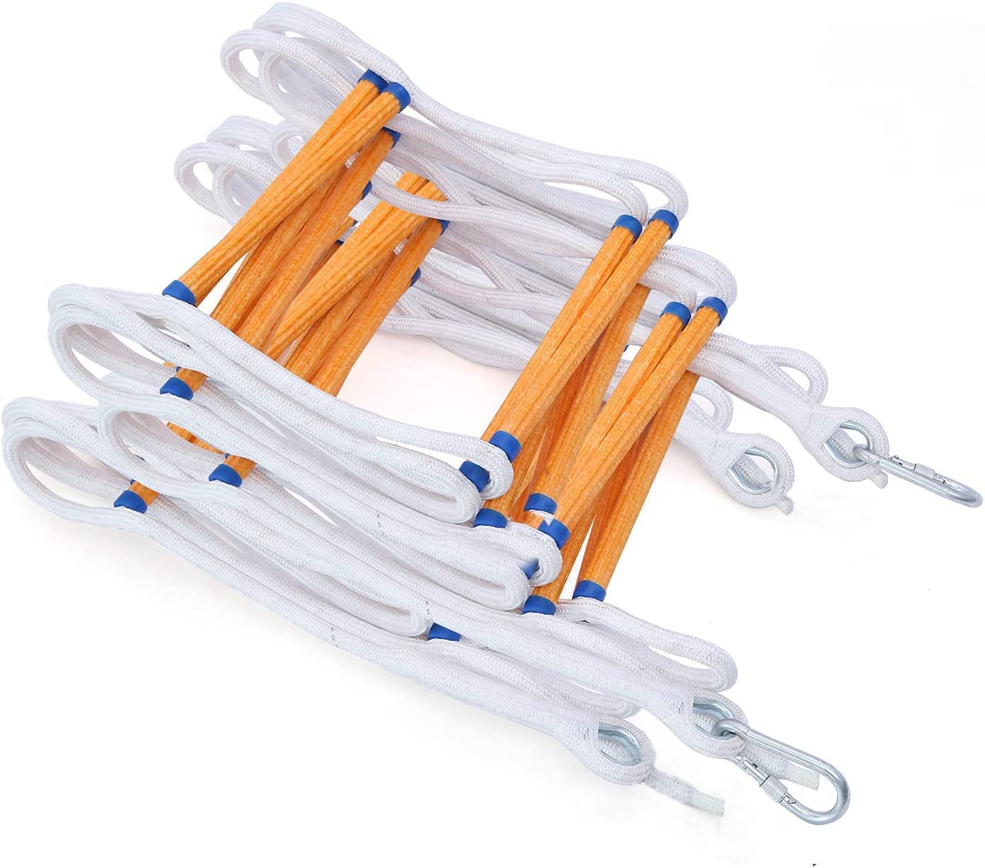 25ft Safety Balcony Emergency Fire Escape Ladder with Hooks Carabins | 2 Story for Adults and Kids |Reusable Multi-use for Treehouse|Weight Capacity up to 2000 lb
