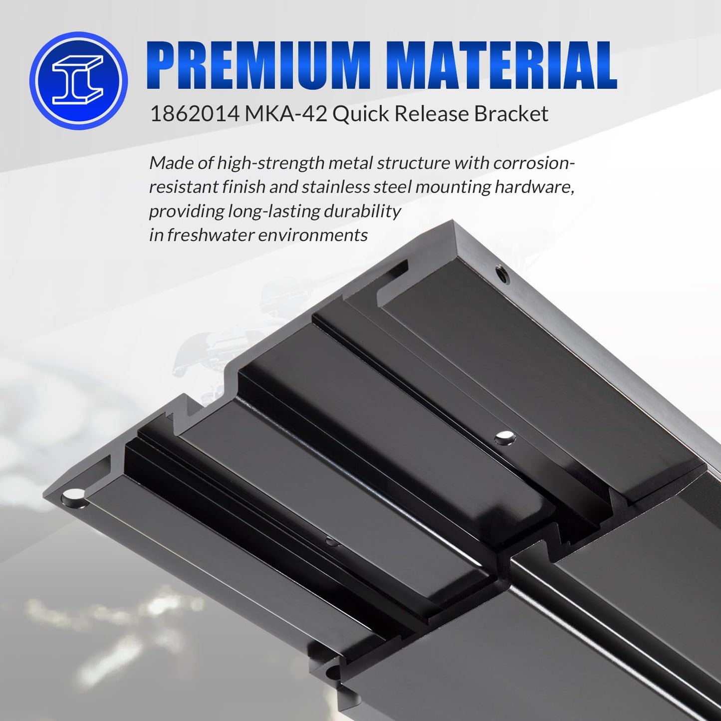1862014 MKA-42 Quick Release Bracket, for Minn Kota Ultrex, Fortrex, Maxxum, Edge Trolling Motors, Electric-Steer Trolling Motor Composite Release Bracket, Black