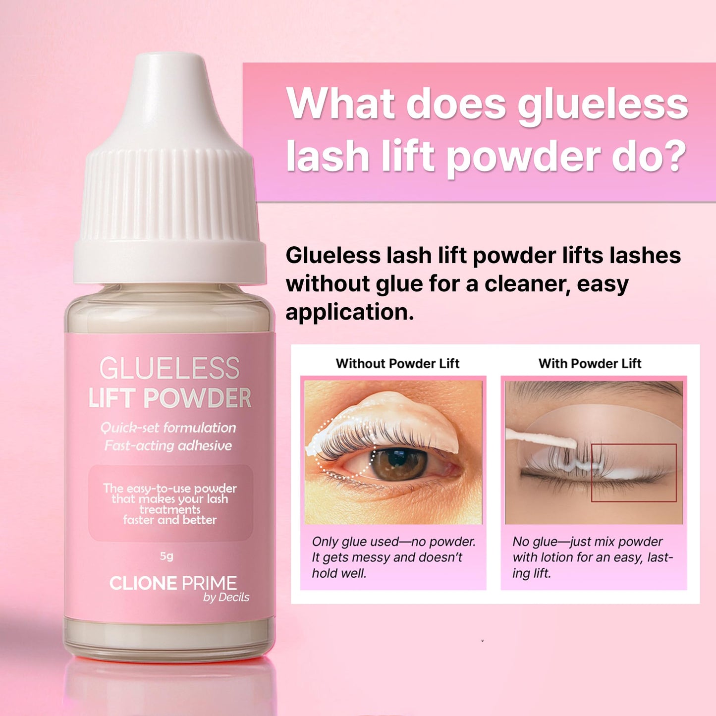 Korean Lash Lift Powder - No Glue Needed Vegan & Cruelty Free, Fast & Easy Lash Lifting System for Professionals, Salon-Quality