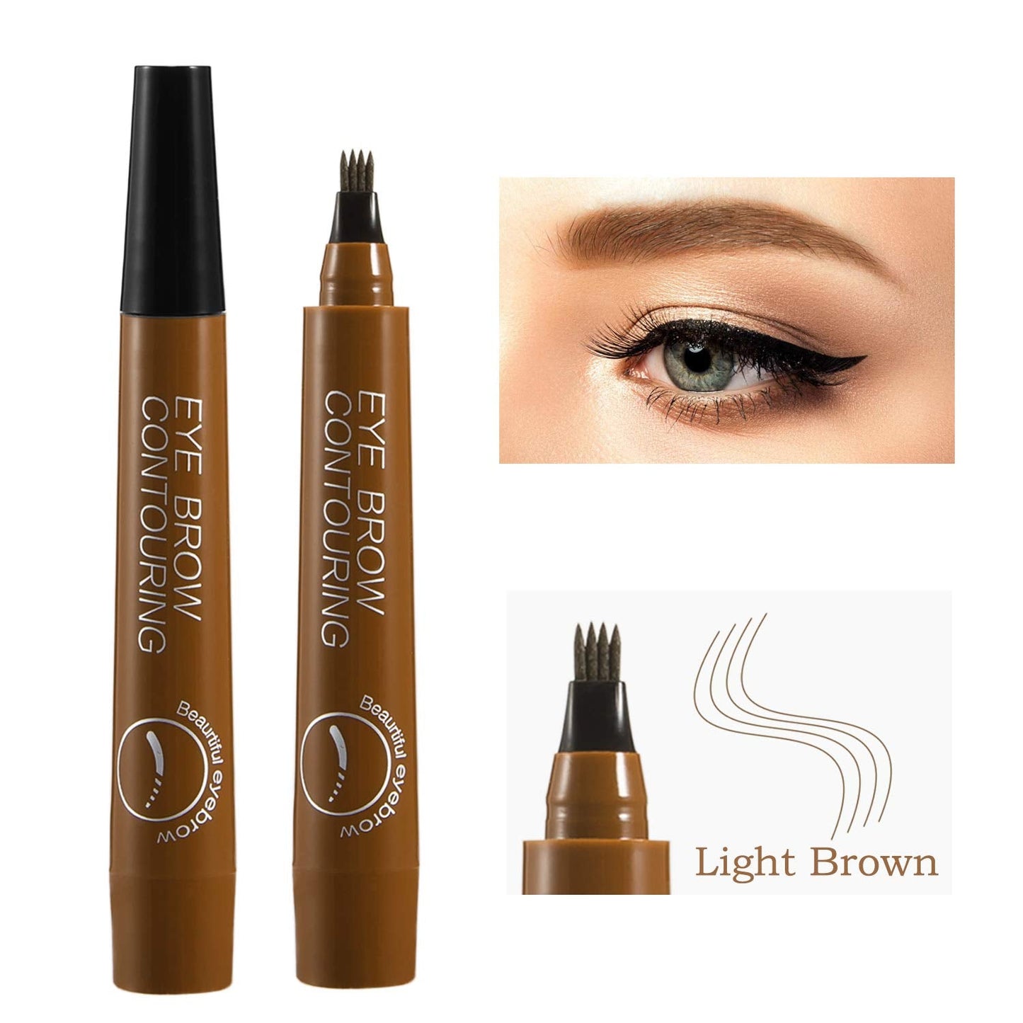 Apooliy Liquid Eyebrow Pen, Waterproof Microblading Eyebrow Pencil with a Micro-Fork Tip Applicator, Creates Natural Looking Bro