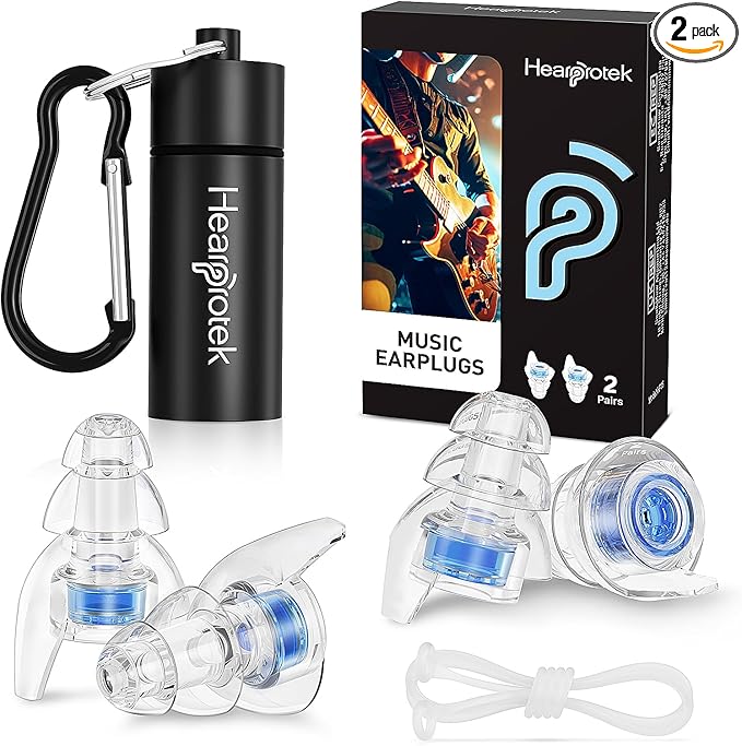 Hearprotek Concert Ear Plugs, 2Pairs Reusable high Fidelity Musician Ear Plugs for Concerts Loud Music-Noise Reduction Ear...