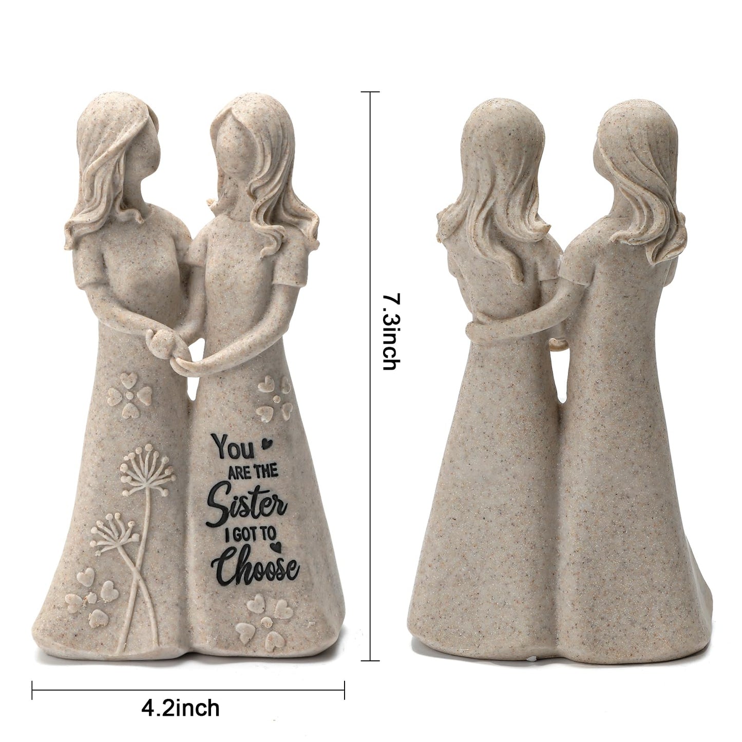 INLOMEM Friendship Gifts for Best Friends Women - Resin Sister Figurines Best Friend Sister Birthday Gift Ideas Unique Gifts for Sisters from Sister - Hand-Painted Figure (Granite)