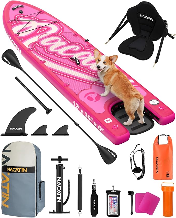 NACATIN Inflatable Stand Up Paddle Board - Premium SUP Board with Dog Ramp Kit, Complete SUP Set Paddle Boards for Adults ...