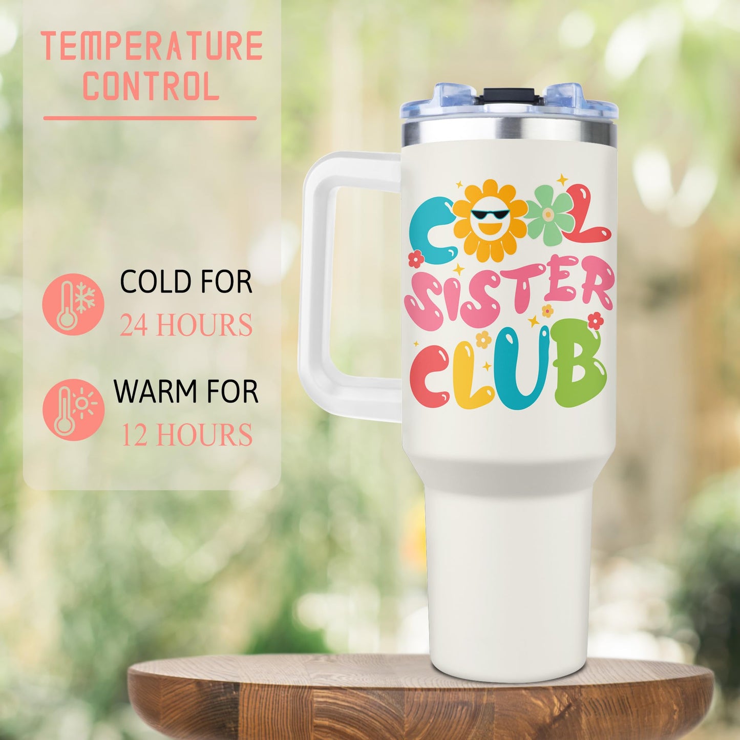 Ladyhold Sister Birthday Gifts, Big Sisters Gifts from Sis Mothers Day, Birthday Gift for Sisters Tumbler 40Oz with Handle and Straw, Best Soul Sister Ever Gift for Women Christmas