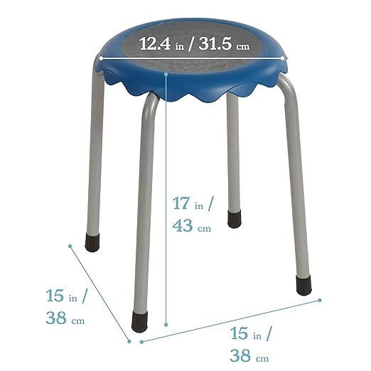 ECR4Kids Daisy Stackable Stool Set, Flexible Seating, Blue, 8-Piece