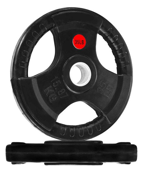 Fitvids Olympic 2-Inch Cast Iron Plate Weight Plate for Strength Training and Weightlifting, Rubber Coate Style, 35LB Pair