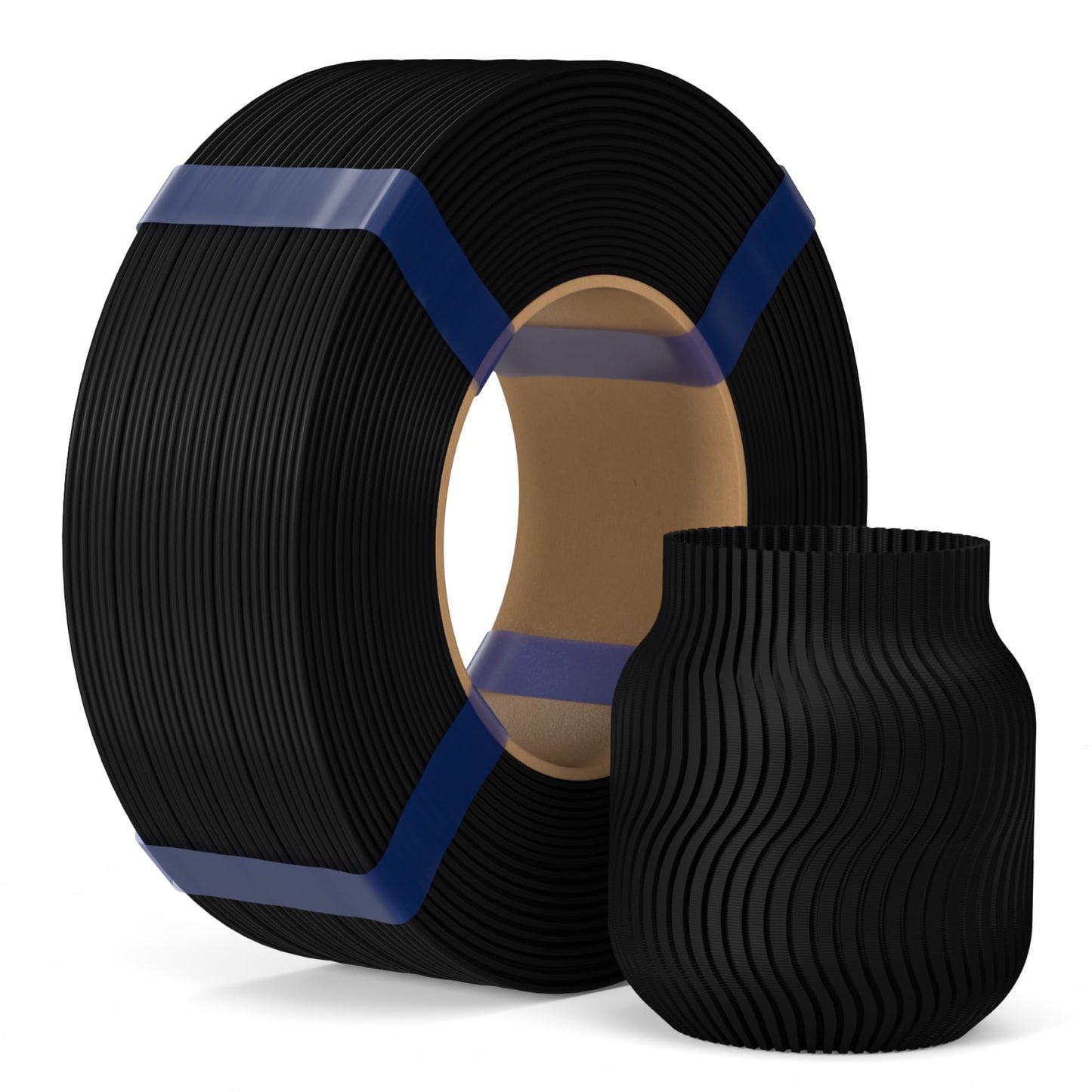 ELEGOO PLA Basic Refill Filament 1.75mm Black 1KG, 3D Printer Filament No Spool Dimensional Accuracy +/- 0.02mm, 3D Printing PLA for Reusable Spool Refilling