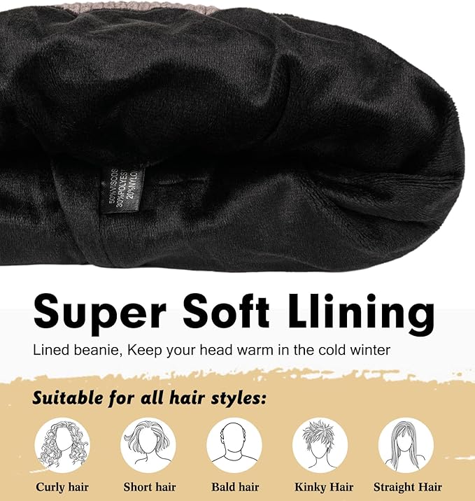 Wmcaps Winter Beanie for Men Women, Fleece Lined Beanie Soft Warm Knit Hat Ski Stocking Cuffed Cap