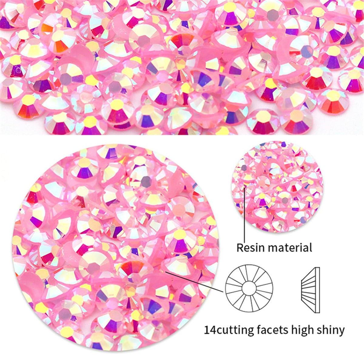 4500 Pcs SS6 2mm Flatback Rhinestones for Nails Art Crafts Glitter Round Gems Crystals DIY Clothes Shoes(Black)