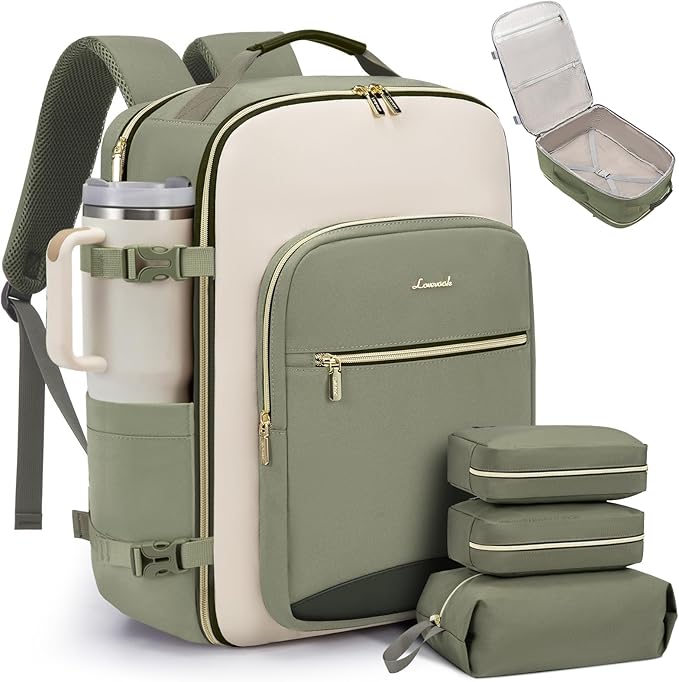 LOVEVOOK 40L Travel Backpack for Women & Men, Airline Approved Carry On Luggage with 3 Packing Cubes, TSA Overnight Bags, ...